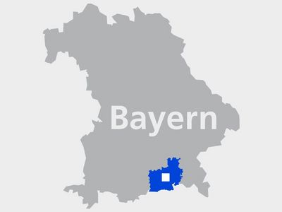 Bayernkarte mit Markierung Leistelle Rosenheim